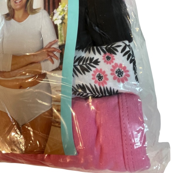Kmart PINK Briefs Underwear Womens Plus Sz 13 Cotton 5 Pack Pink Black Floral - Picture 4 of 13